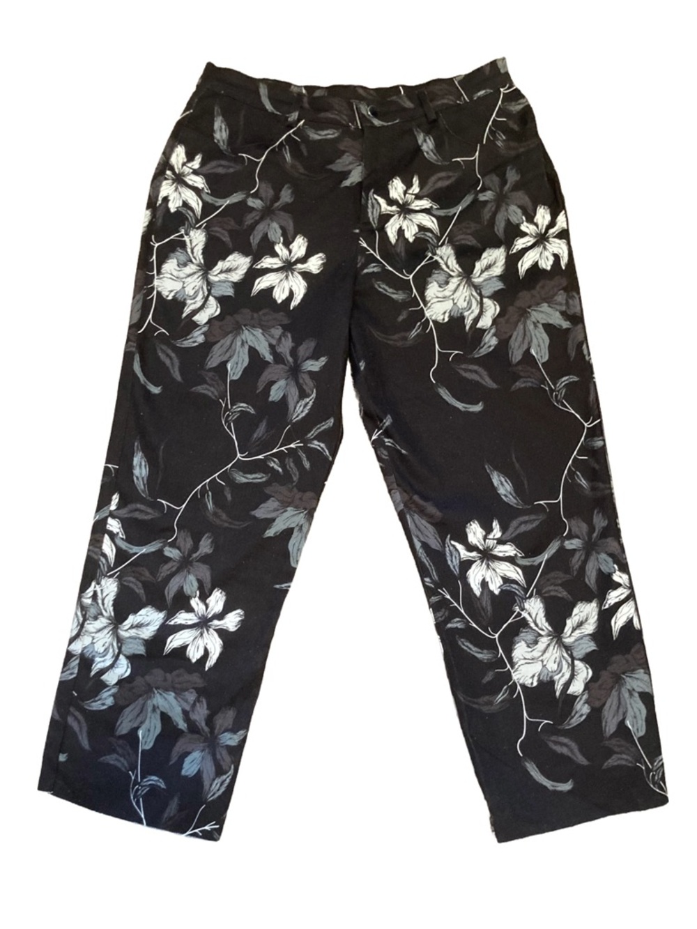 NWT THE KIT - Daniel Vosovic Cropped Alexa Jeans Sz 18 Granite Floral 99% Cotton - Picture 3 of 17